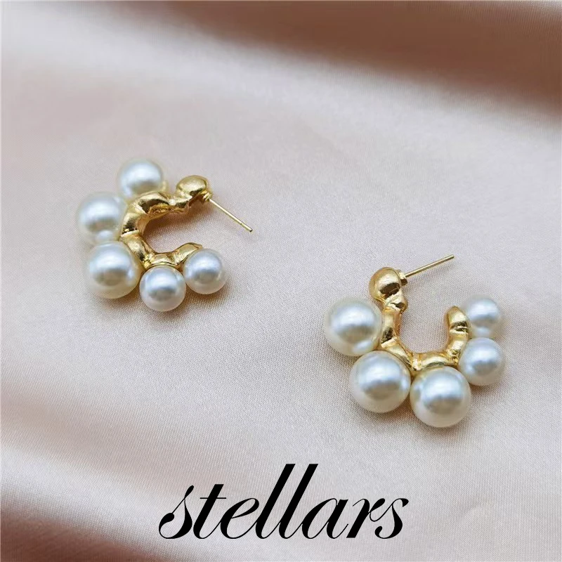 

French Niche Retro Pearl Earrings New Light Luxury High-End Fashion Zircon Stud Earrings for Women