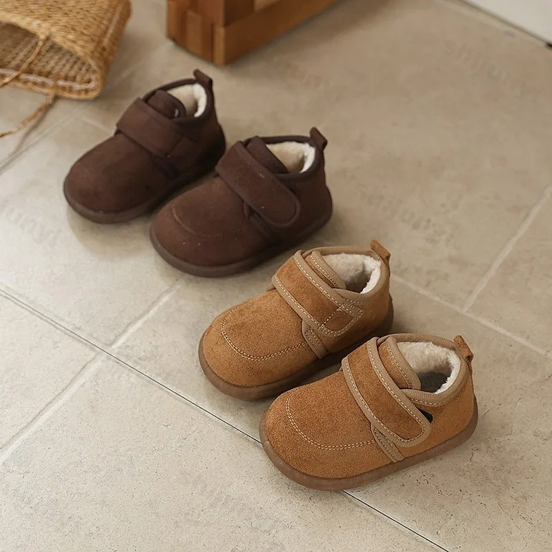 

Children Cotton Shoes Boys Girls Plush Warm Cotton Boots Kids Anti-slip Rubber Short Snow Boots 2026 Winter Fashion Baby Shoes