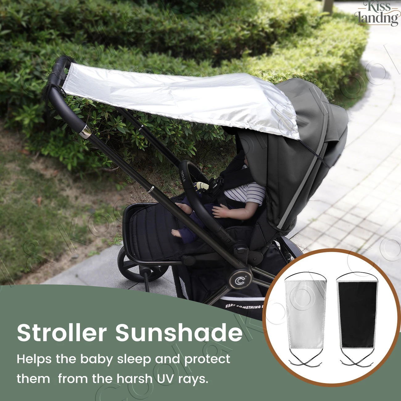 Stroller Sun Shade Baby Stroller Sun Cover, Universal Pram Sunshade for Pushchair, Buggy, Sun Stroller with UV Protection