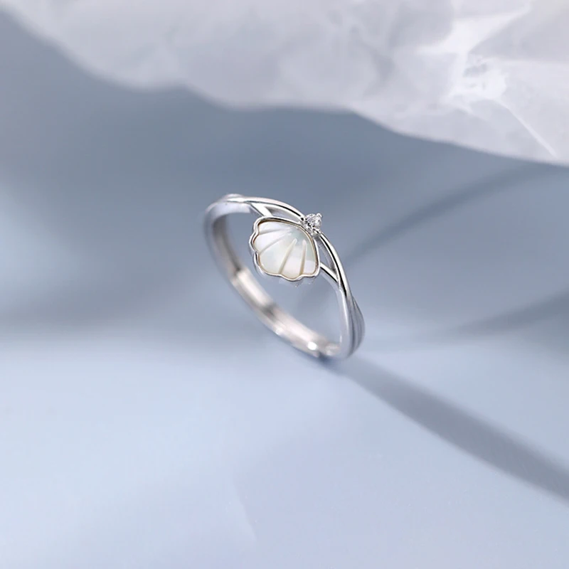 Silver Color Zircon Shell Animal Adjustable Ring For Women Cute Fine Jewelry Niche Design Light Luxury Accessories
