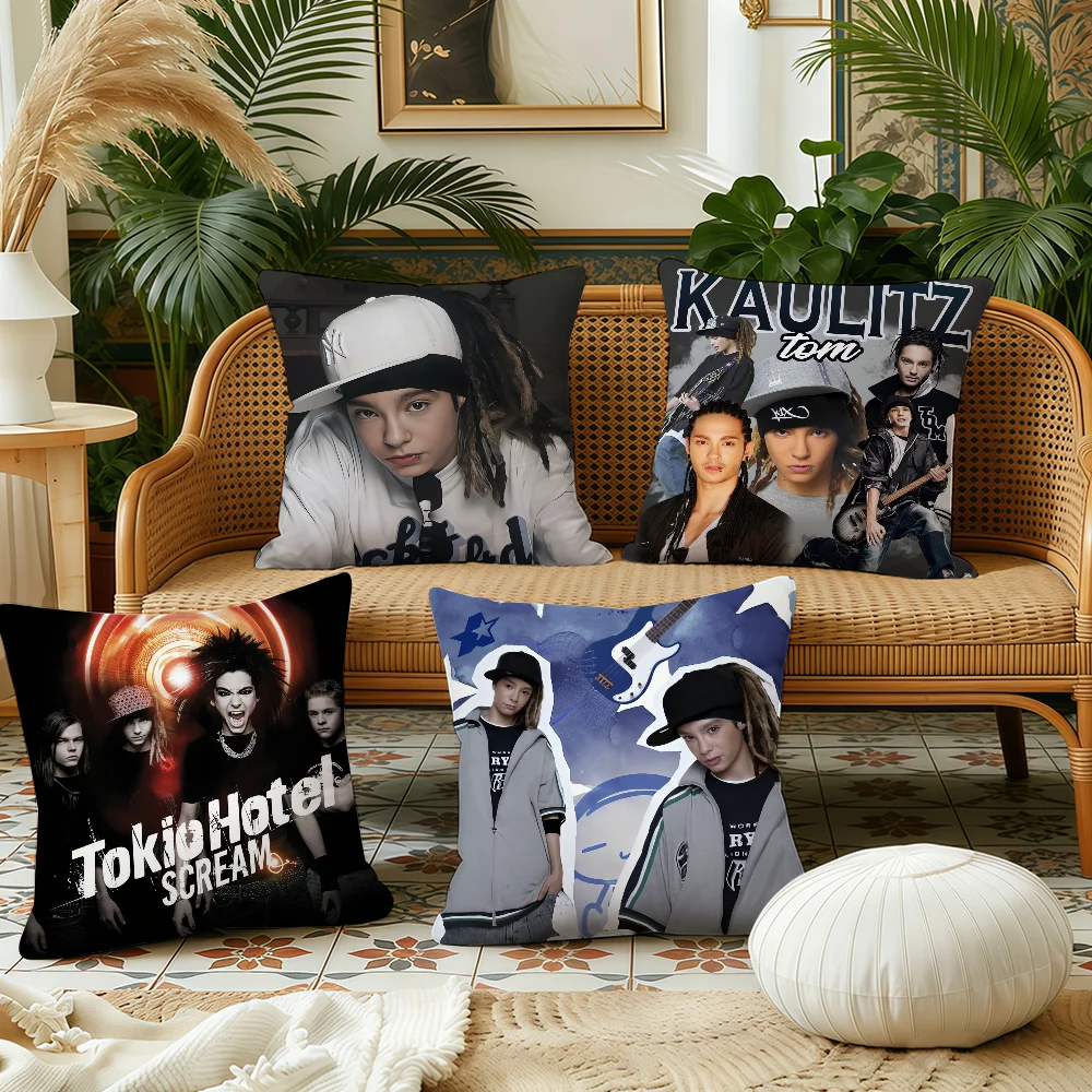 Band T-Tokio H-Hotel Tom Kaulitz cushion cover Plush Fabric Soft Double Sided Print Sofa Cushion Cover Throw Pillow Covers
