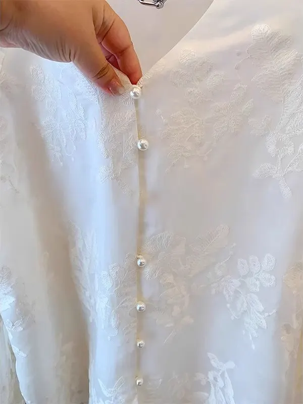 Ele Embroidered Lace irt Summer High-End Feeling Large Size New Chinese Sle National Trend Loose Fit Women's irt