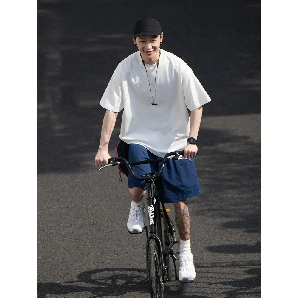 

Sports cool cotton short sleeves, Guochao loose couple clothing, high-end design summer white half-sleeved t-shirt