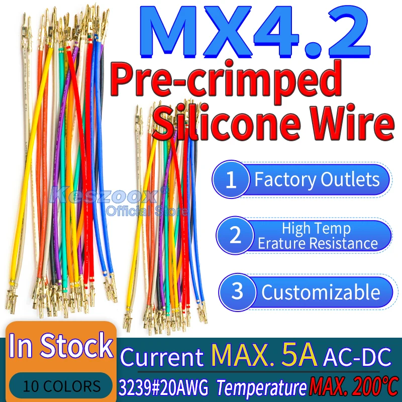 

Molex MX4.2 Extension Pre-Crimped Silicone Cable 20AWG Copper Wire High TempErature Resistance Cable Crimp Terminal Connector
