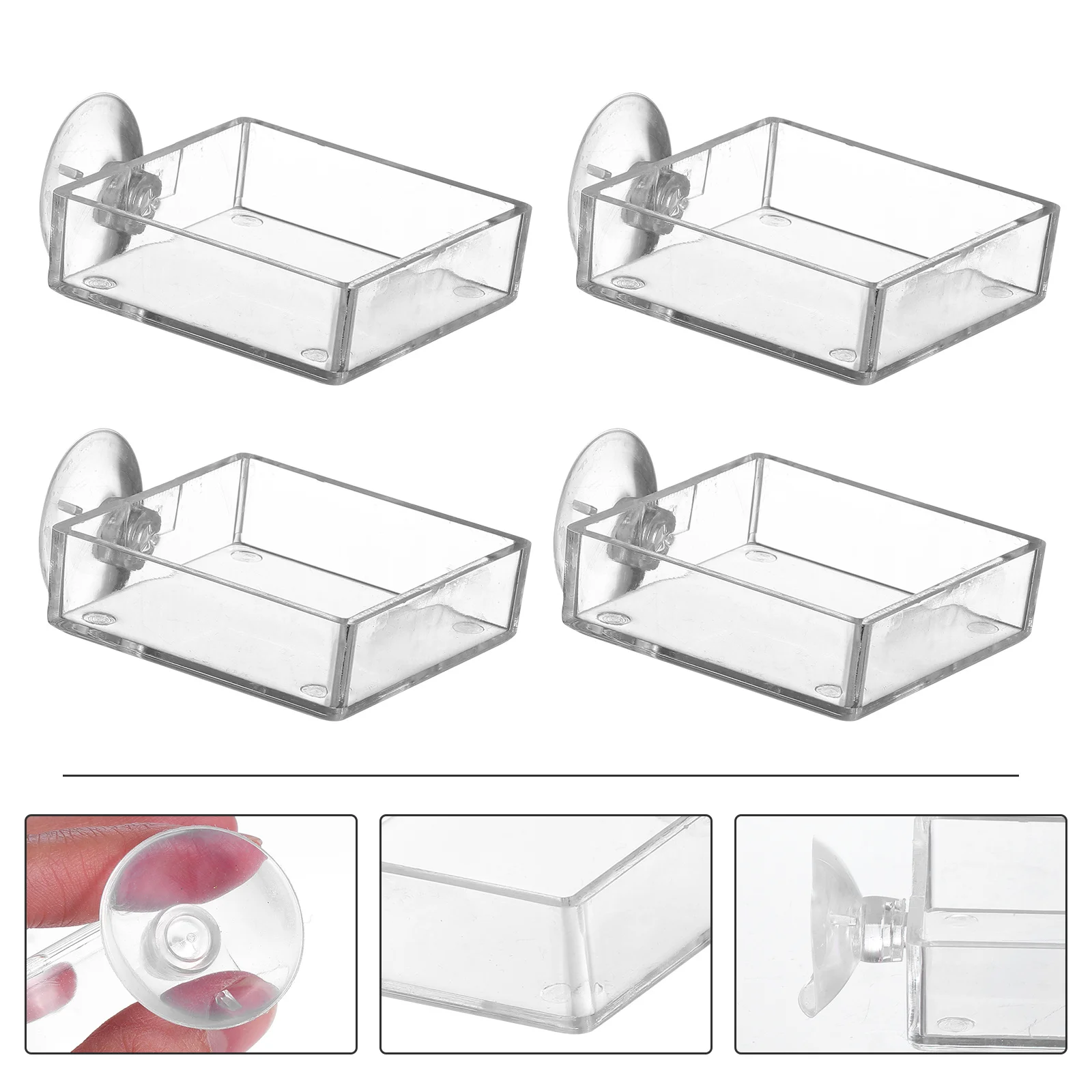 

4Pcs Acrylic Feeder Bowls Fish Tank Feeding Tray Shrimp Aquarium Feeder Adjustable Suction Cup Transparent Aquarium Feeding Tray