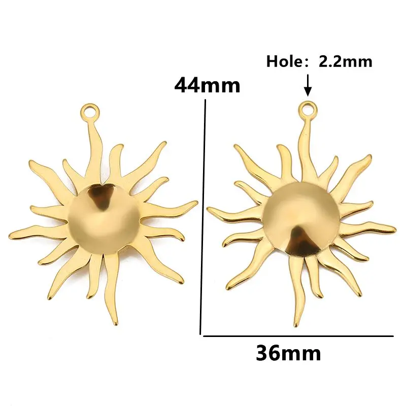 4pcs Polishing Stainless Steel Large Sun Flower Charm Bohemian Sun Pendant for DIY Earrings Necklace Jewelry Making Accessories