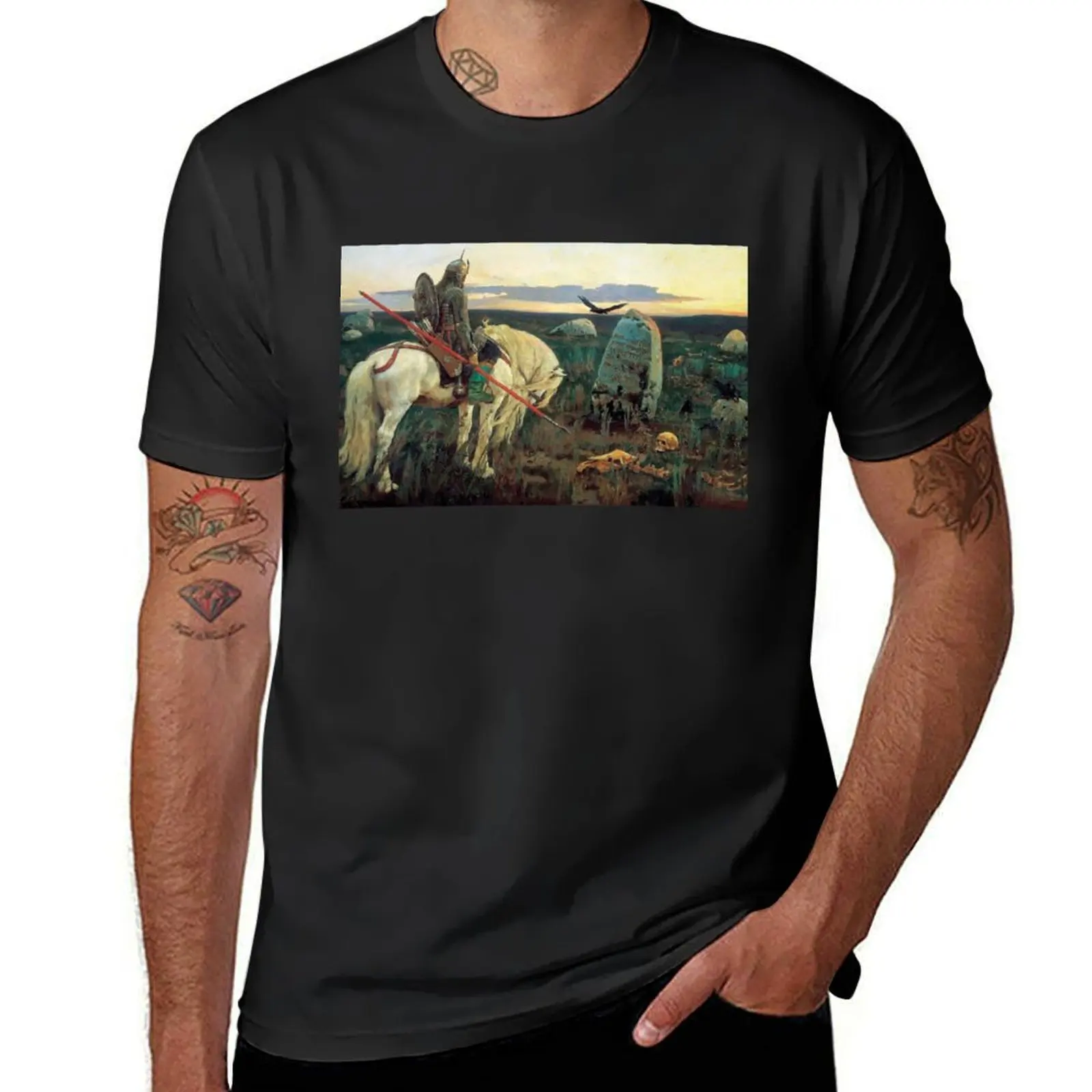 Knight at the Crossroads, by Viktor Vasnetsov T-Shirt plus size tops plain cute tops plain black t shirts men