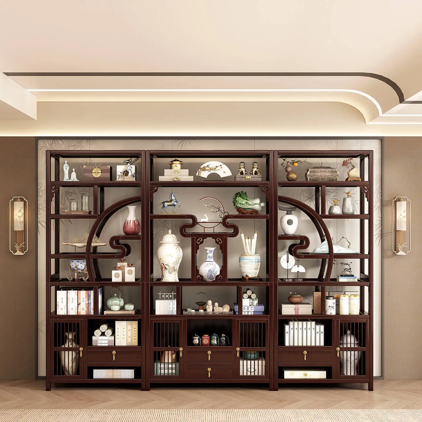 Bogu, tea set rack, display cabinet, tea room, teapot ornament, Duobao Pavilion rack
