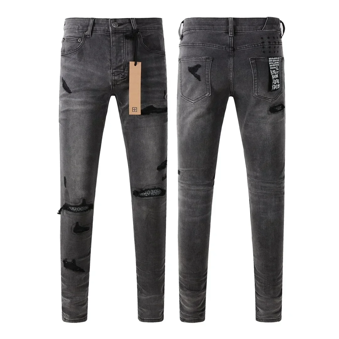 American High Street KSUBI Cross jeans Heren Retro wassing Zwart Grijs Mode Gat Trend Laagbouw Skinny Geplooide Gescheurde Verzwakte jeans