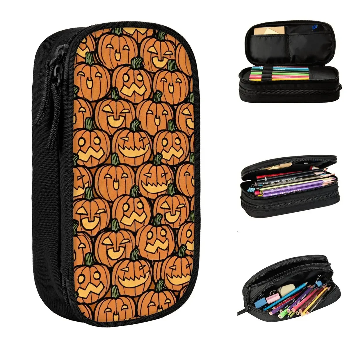 Halloween Pumpkins Ghosts Pencil Cases Trick or Treat Cute Pencil Pouch Pen for Student Big Capacity Bags School Supplies Gift