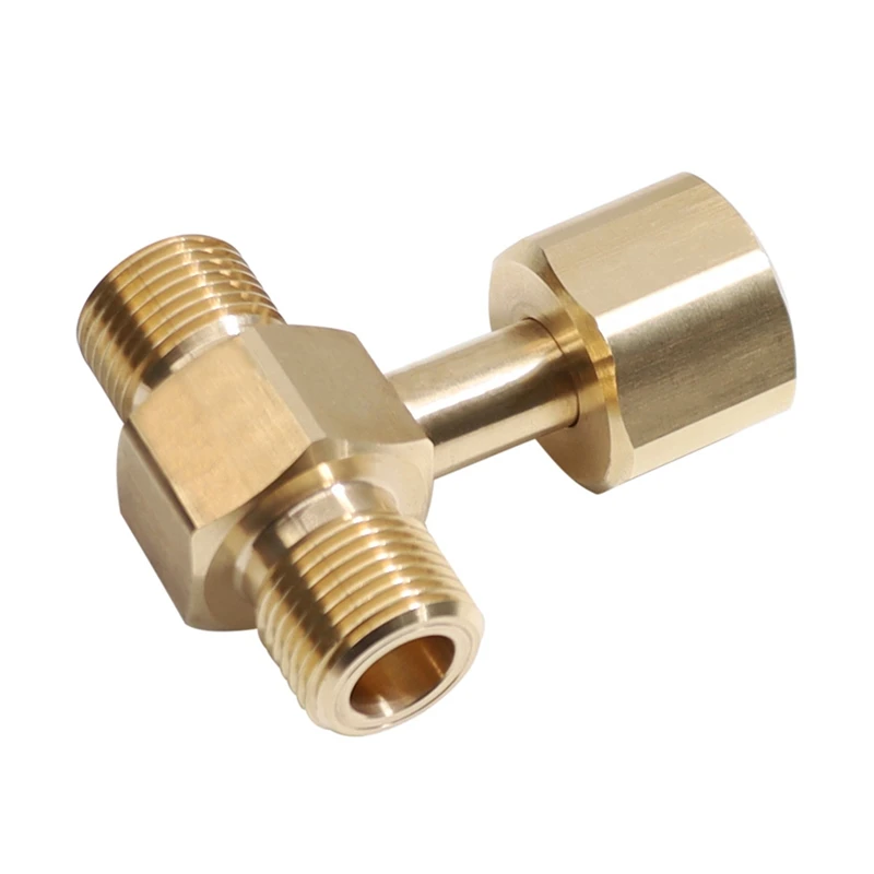 CO2 Tank Adapter,Soda Cylinder Brass CO2 Cylinder Tank Adapter Converter Tee Adapter T-Adapter 1 To 2