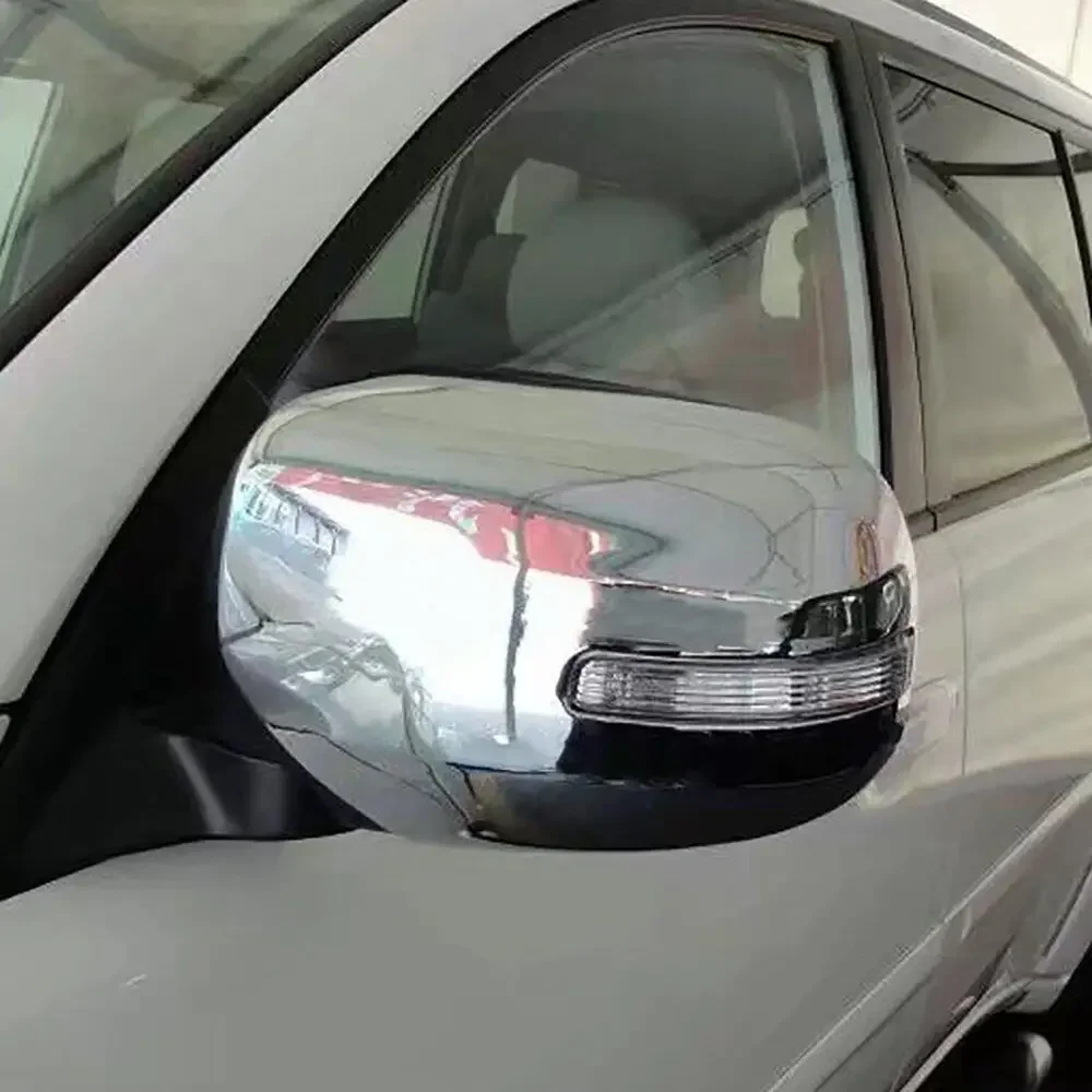For Mitsu Pajero Sport 2009-2014 ABS Car Rearview Side Mirror Cover Wing Cap Exterior Door Trim Adhesive Sticker