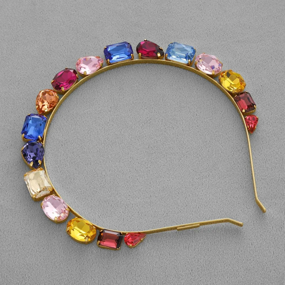 

2026 New Style Gemstone Hairband Personality Exaggerated Large Circle Colored Glass Inlaid Gemstone Hairband Hairpin