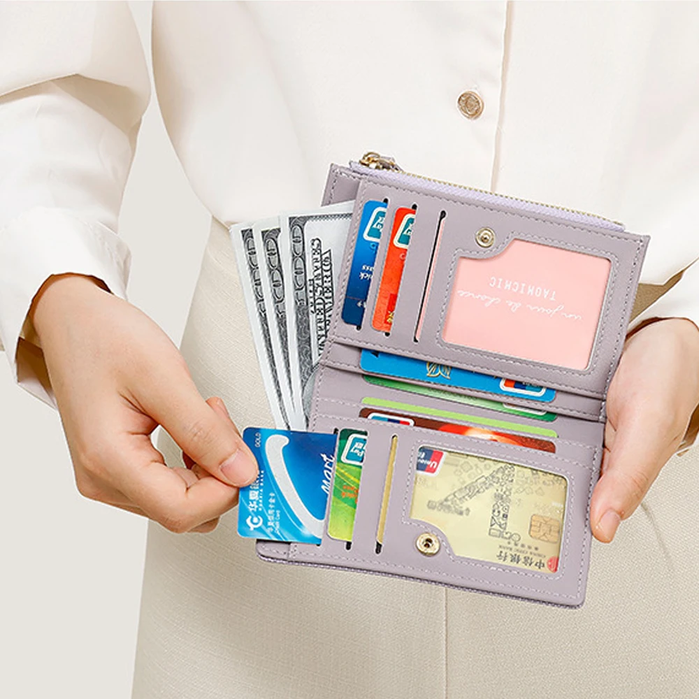 

Card Holder Wallet Simple Women'S Short Wallet Money Bag Coin Purse Large Capacity Pu Leather Purse For Commuting Dates Short