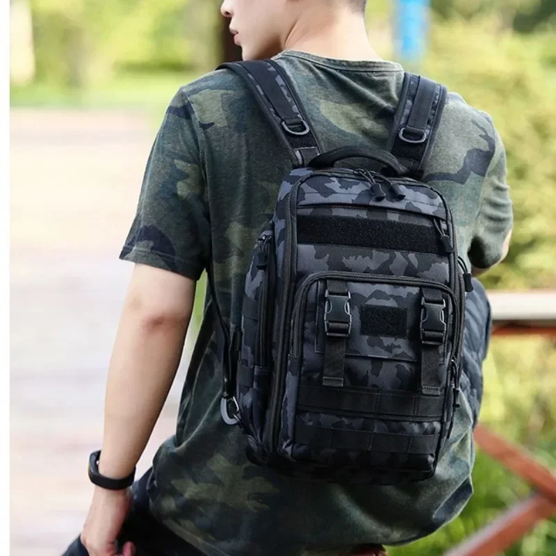 Backpack Tactical Waterproof Multifunctional Single Shoulder Bag Fishing Tackle Bag Pack Chest Bag for Camping Hiking Hunting