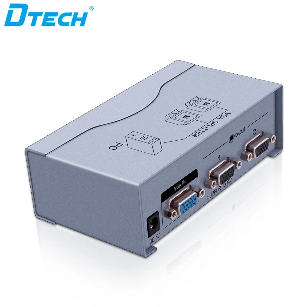 ตัวแยกสัญญาณวิดีโอ DTECH 2 พอร์ต 350mhz 1 อินพุต 2 เอาต์พุต VGA