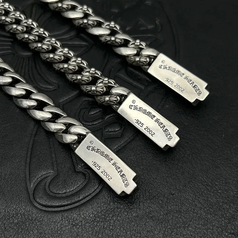 

Trendy Thai Silver Retro Sword Bracelet Men's and Women's Handicraft Glossy Cuban Chain Insert Bracelet American Classic
