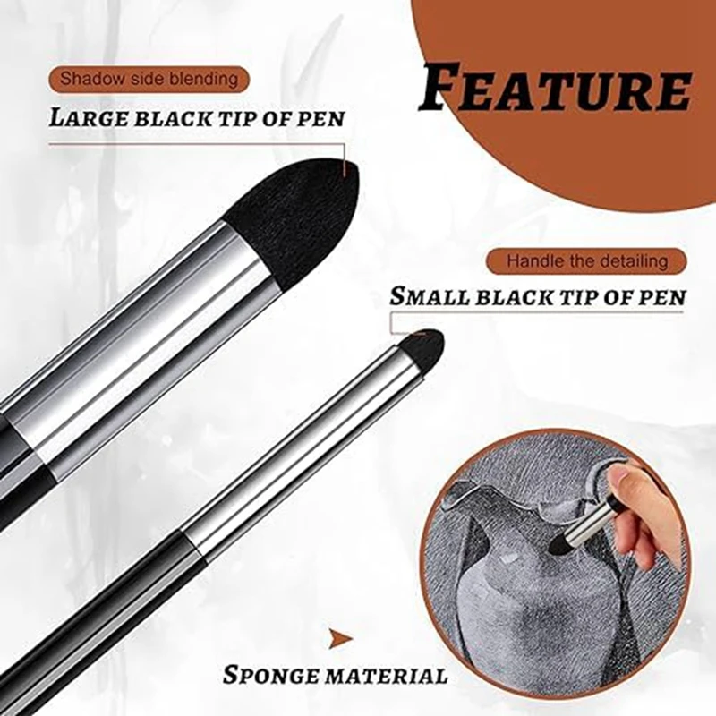 6Pack Sketch Pen Dual Ended Washable Friction Sponge Brushes Sketch Wipe Reusable Blending For Student Artists