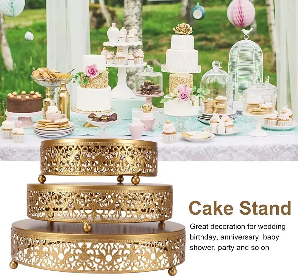 

3pcs Cake Stand Dessert Display Tray Table Birthday Wedding Party Cakes Holders Fruit Storage Candy Snacks Plates Desktop Decor