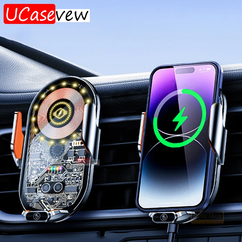 

15 Вт Автомобильная Беспроводная зарядка для Samsung S24 Note10 9 S9 S8 быстрая Беспроводная зарядка автомобильный держатель телефона для iPhone15 14 13 12 XS Max XR
