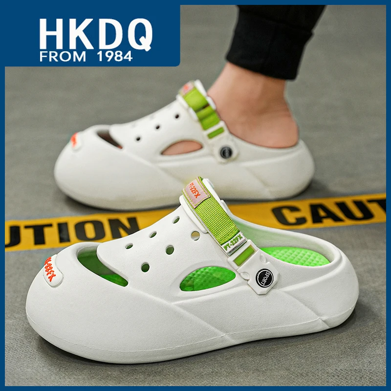 

HKDQ Summer Designer Sandals Men Women Soft Comfortable Lightweight Platform Men's Clogs Fashion White Outdoor Beach Shoes Man