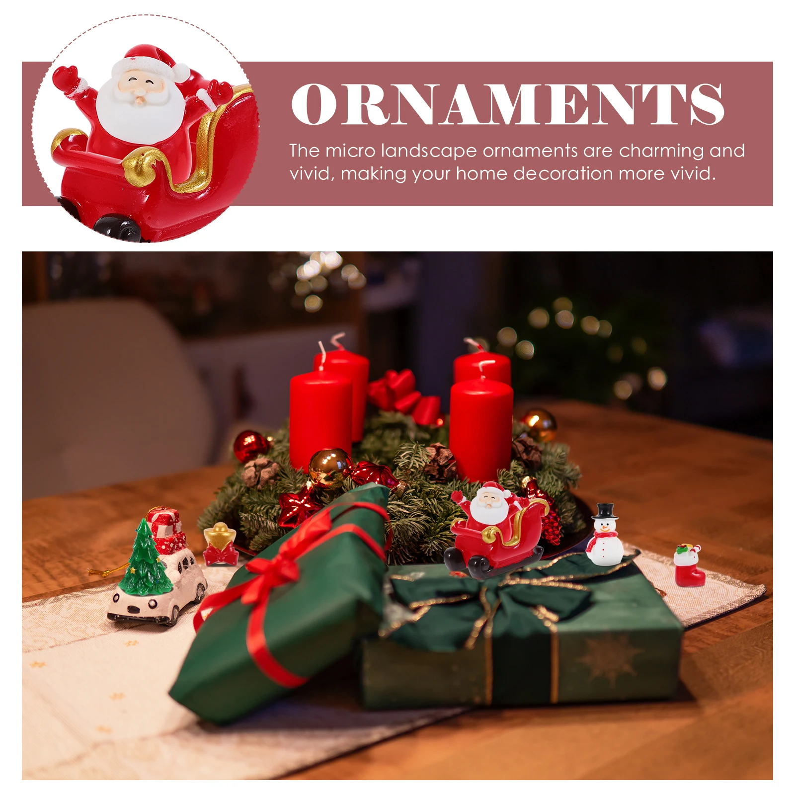 

Christmas Decorations Mini Resin Ornaments Set Holiday Home Micro Landscape Kits Deer Carriage Figurines Garden Statues Crafts