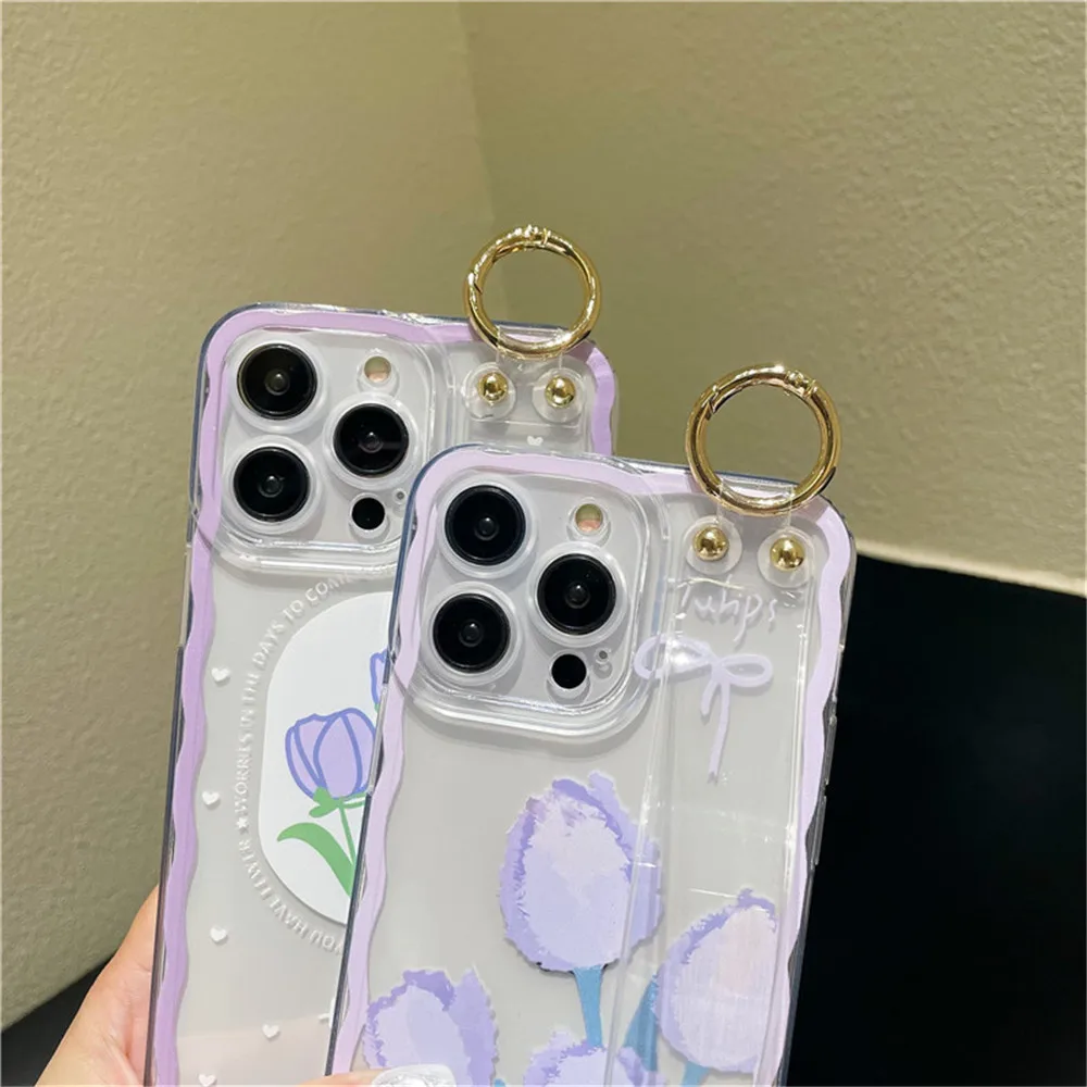 Flower Wrist Strap Case For OPPO A3S A12E F5 A83 A1 A97 A91 A92S F7 F9 F11 A7X Reno 7 8T 8 9 10 Pro Plus SE 7Z ACE2 Holder Cover