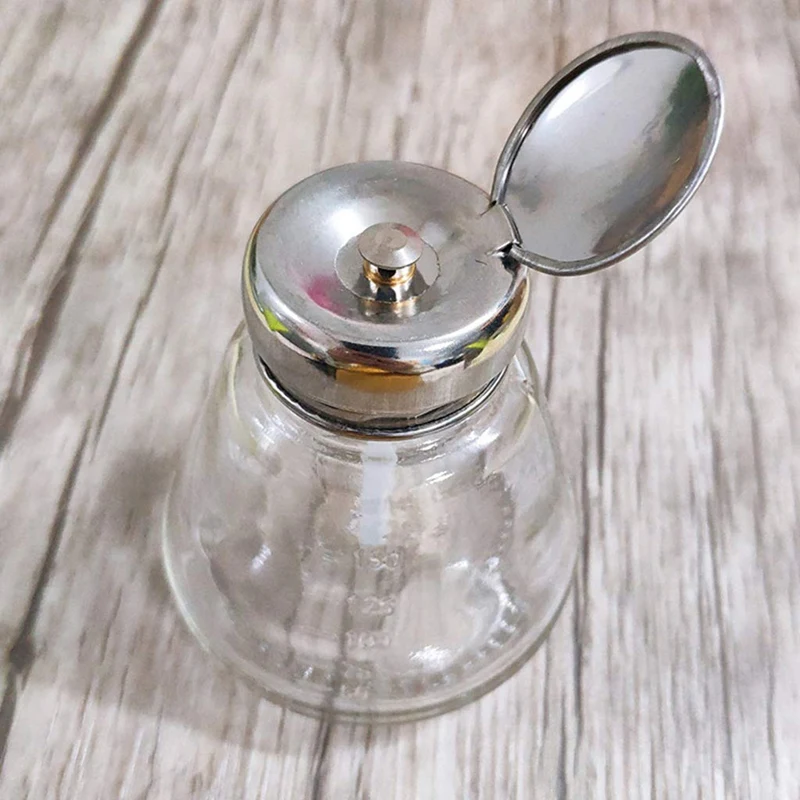 2025-3X Empty Nail Polish Makeup Remover Pump Dispenser Glass Push Down Press Bottle