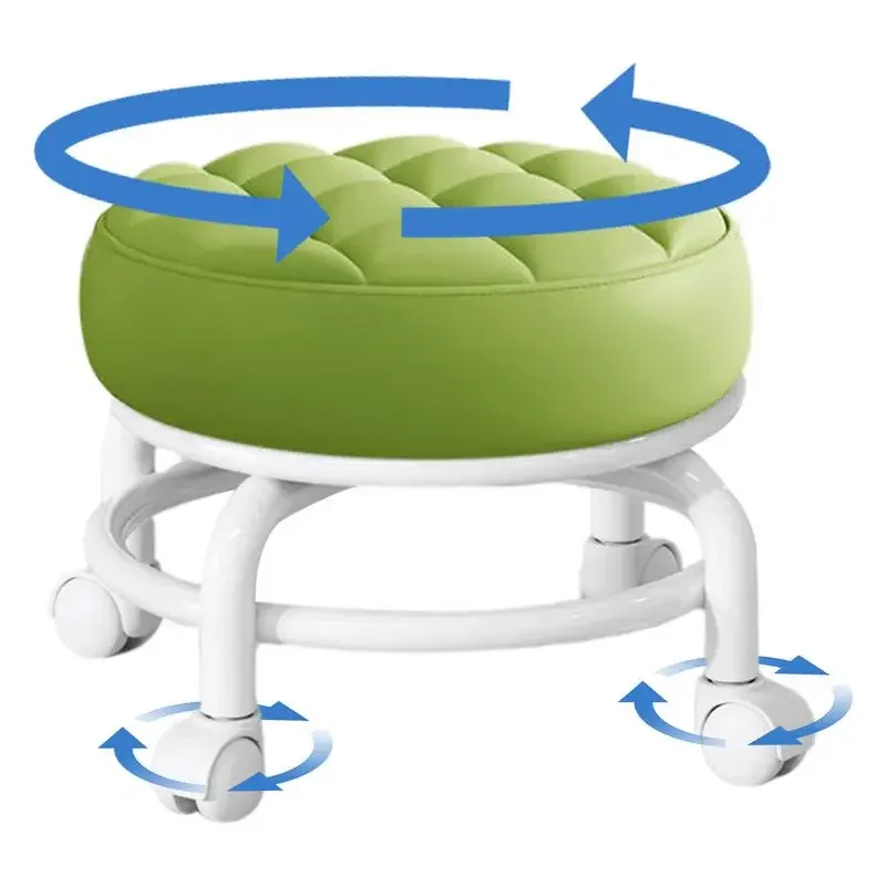 Household Universal Wheel Small Stool 360 Degree Rotating Children Pulley Low Stool Walking Round Chair supplies For Rental Room