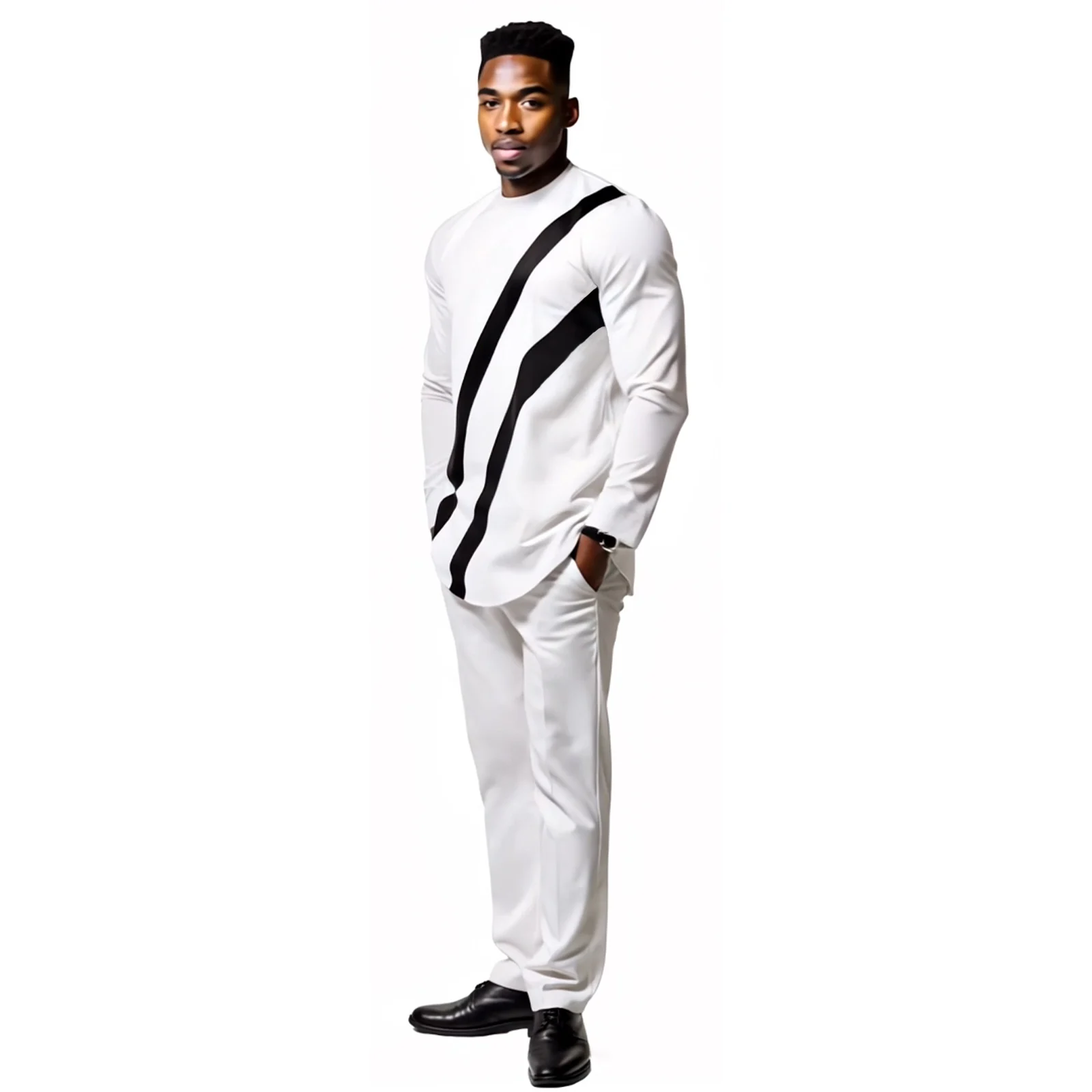 DBQ African Clothes for Men Patchwork Shirts and Slim Pants 2 Piece Casual Set Dashiki Clothes 41054