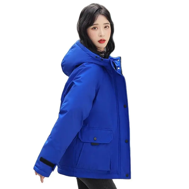 

2022 Women Overcoat Parka Keep Warm Tooling Hooded Coat Winter Down Cotton Thicken Loose Leisure Female Short Coat Outerwear