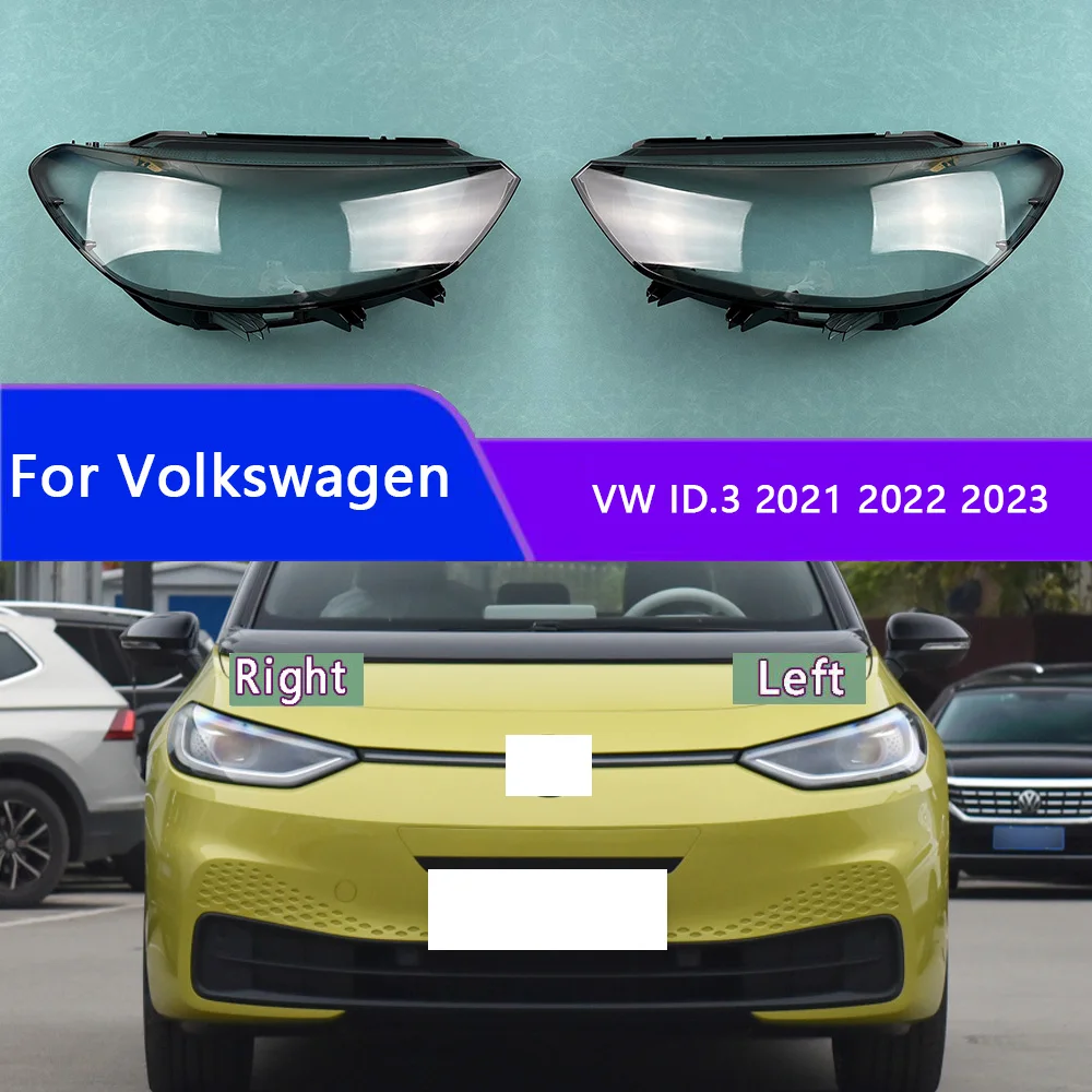 For Volkswagen VW ID.3 2021 2022 2023 Front Headlight Shell Headlamp Transparent Lampshade Cover Lens Plexiglass