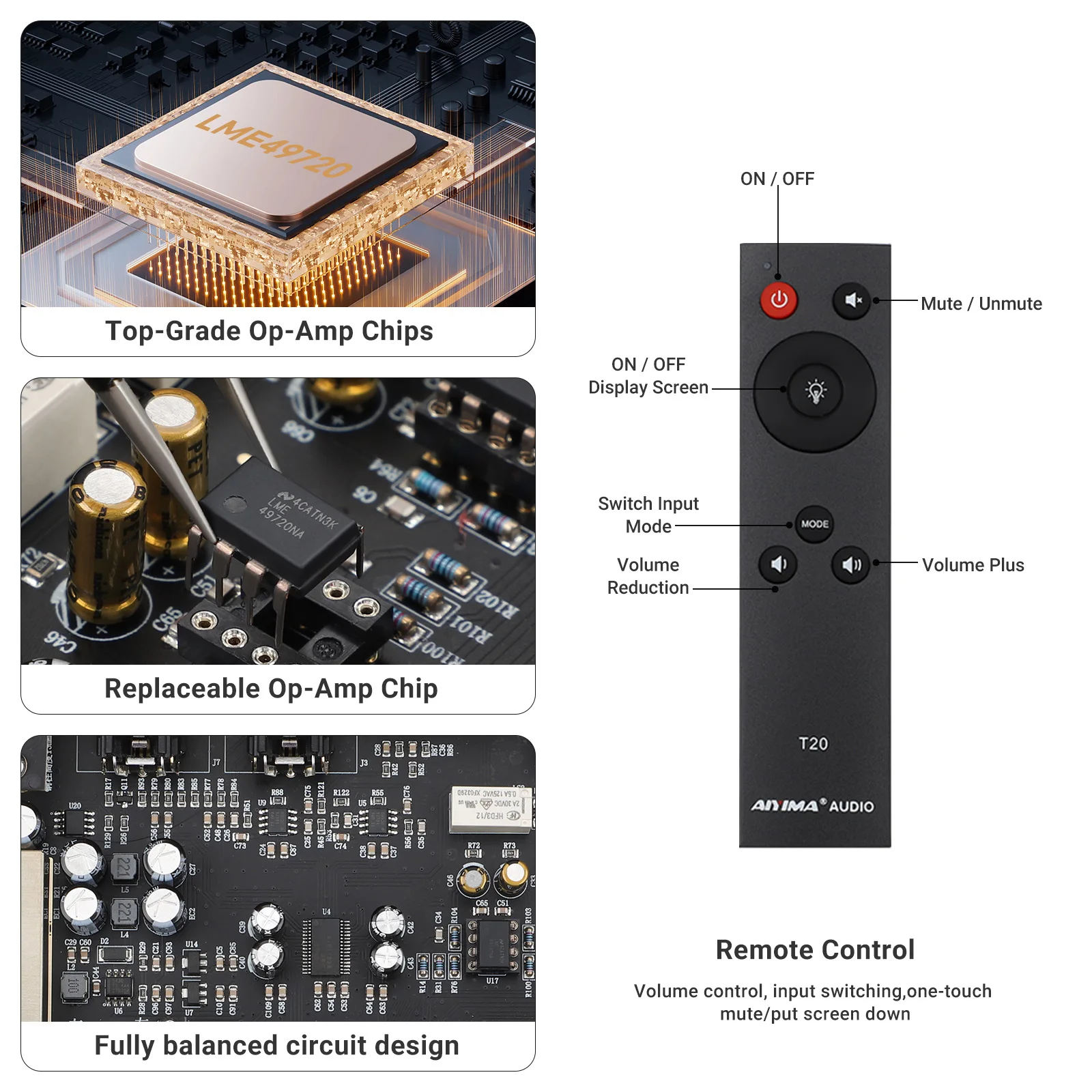 AIYIMA T20 Vacuum Tube Preamplifier Amplifier LME49720 /OPA1612 HiFi Amplificador XLR/RCA  Balanced Input 12V Trigger Output