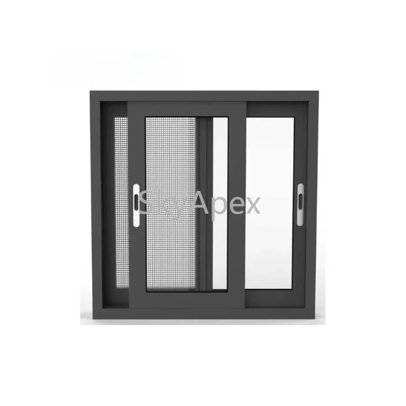Aluminum Sliding Windows High Security Glass Window Mosquito Screen Anti Insect Airtight Sturdy  Easy  Operate  Home  Decoration