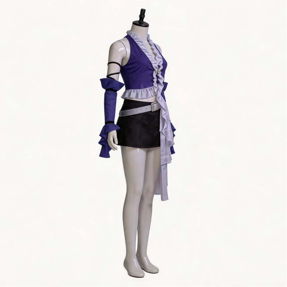 Yuna Songstress Costume Final Cosplay Fantasy Purple Top Mini Skirt Belt Game Outfit Halloween Carnival Female  Disguise Attire