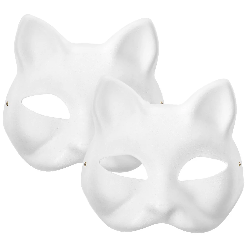 

2 Pcs DIY White Paper School Party Mask Blank Masks Banquet For Painting Halloween