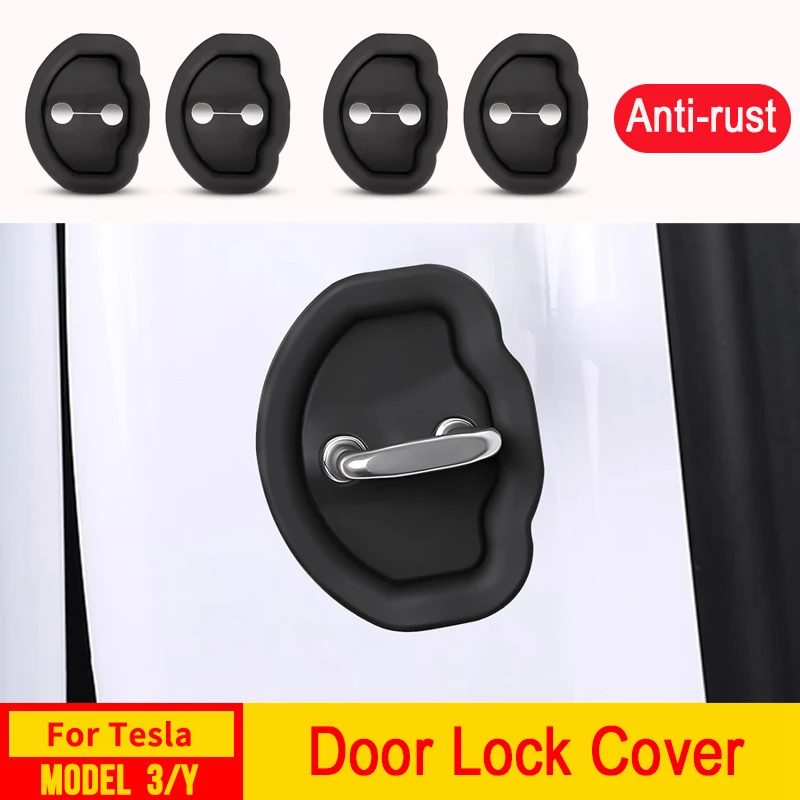 4pcs Soft Door Lock Cover per Tesla Model Y 3 Highland Car Door cuscino smorzante muto accessori protettivi in Silicone antigraffio