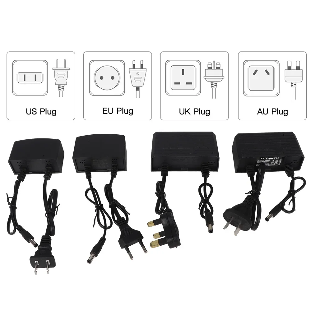 LS VISION Qualified AC 110-240V To DC 12V 2A CCTV Power Supply Adapter,EU/US/UK/AU Plug ABS Plastic for Home Security Camera