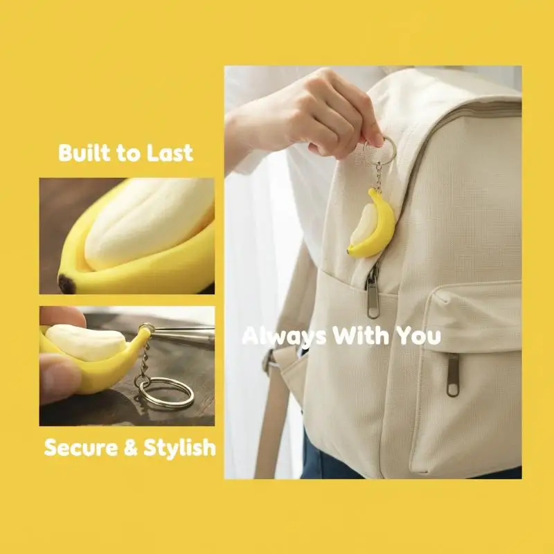 Mechanical Clicker Banana Fidget Keychain 3D Printing Sensory Toy Portable for Outdoor Camping Time Killing