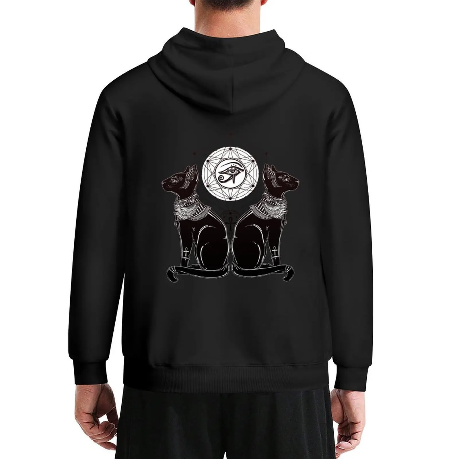 

Egyptian Cats with Ankh and All-Seeing Eye of Horus Hoodie korean autumn clothes anime clothing men's autumn clothes tracksuits