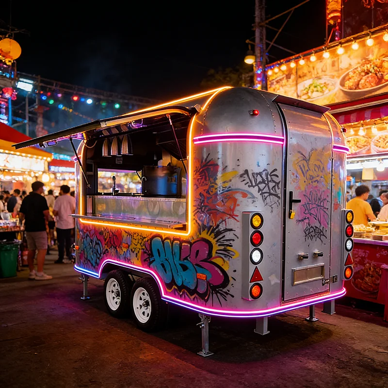 Heavy Duty Mobile Food Trailer with Fully Equipped Kitchen and Ventilation System for Street Food Vending