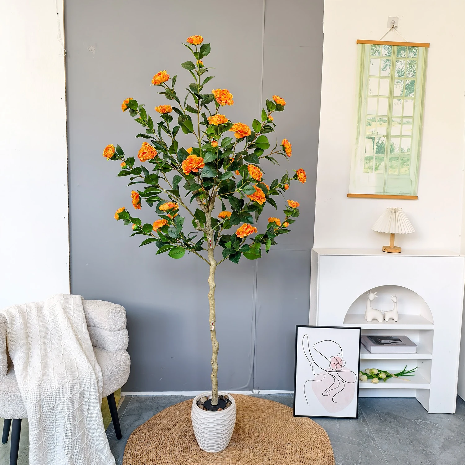 

Artificial Camellia Ground Stake Indoor Decorative Items Artificial Plants 90CM To 180CM Home Garden Decorative Ground Stake