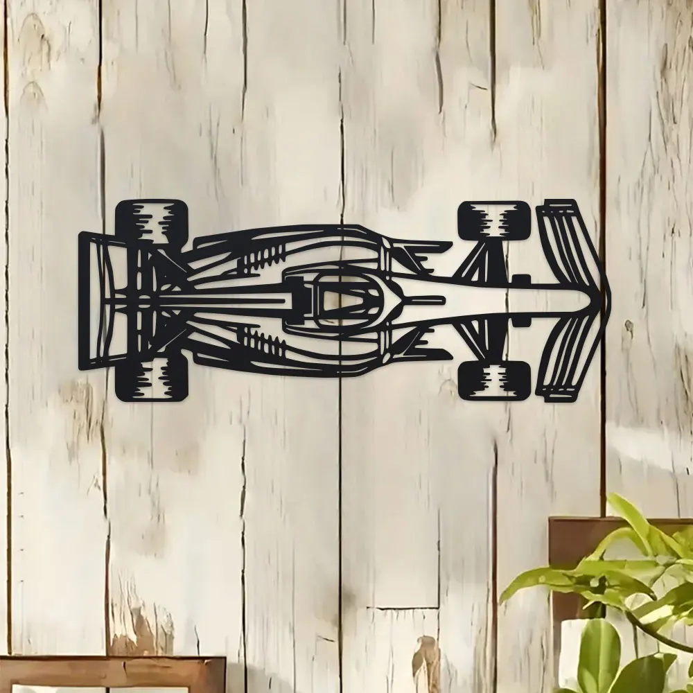 [Einzigartige Rennwagen-Wanddekoration] 1 Stück Art-Deco-Auto-Silhouette aus Metall – elegante Rennskulptur für Autoliebhaber
