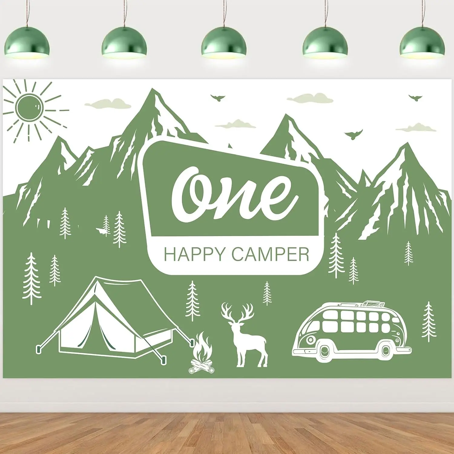 Camping 1st Birthday Decor One Happy Camper Backdrop Adventure One Photography Background for First Birthday Party