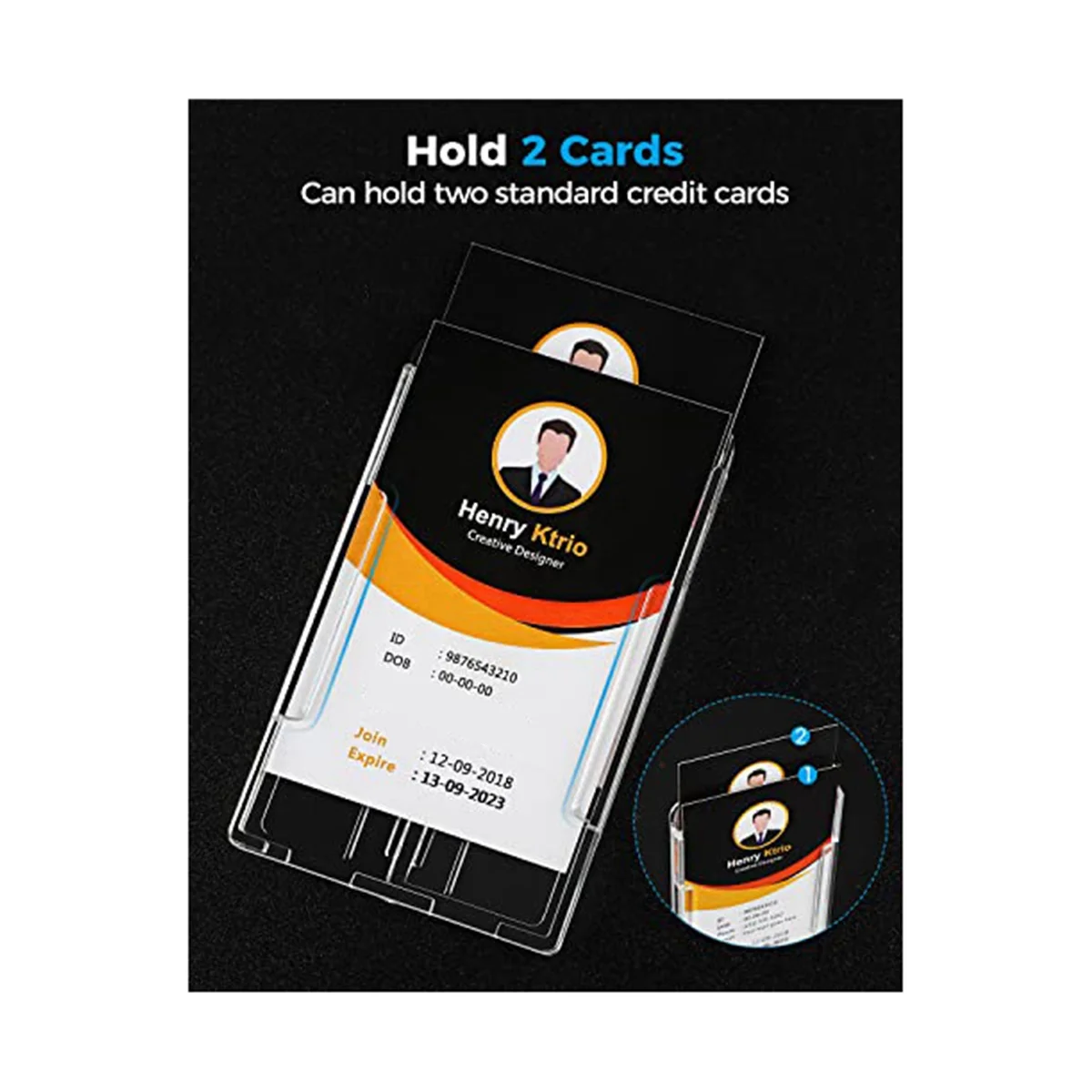 2 шт., вертикальный жесткий пластиковый держатель для значков с отделением для большого пальца