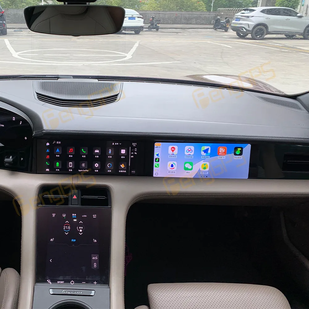 For Porsche Taycan 2019-2025 Android 14.0 GPS Navigation Carplay Car Radio Passenger Co-pilot Screen Multimedia Player Head Unit