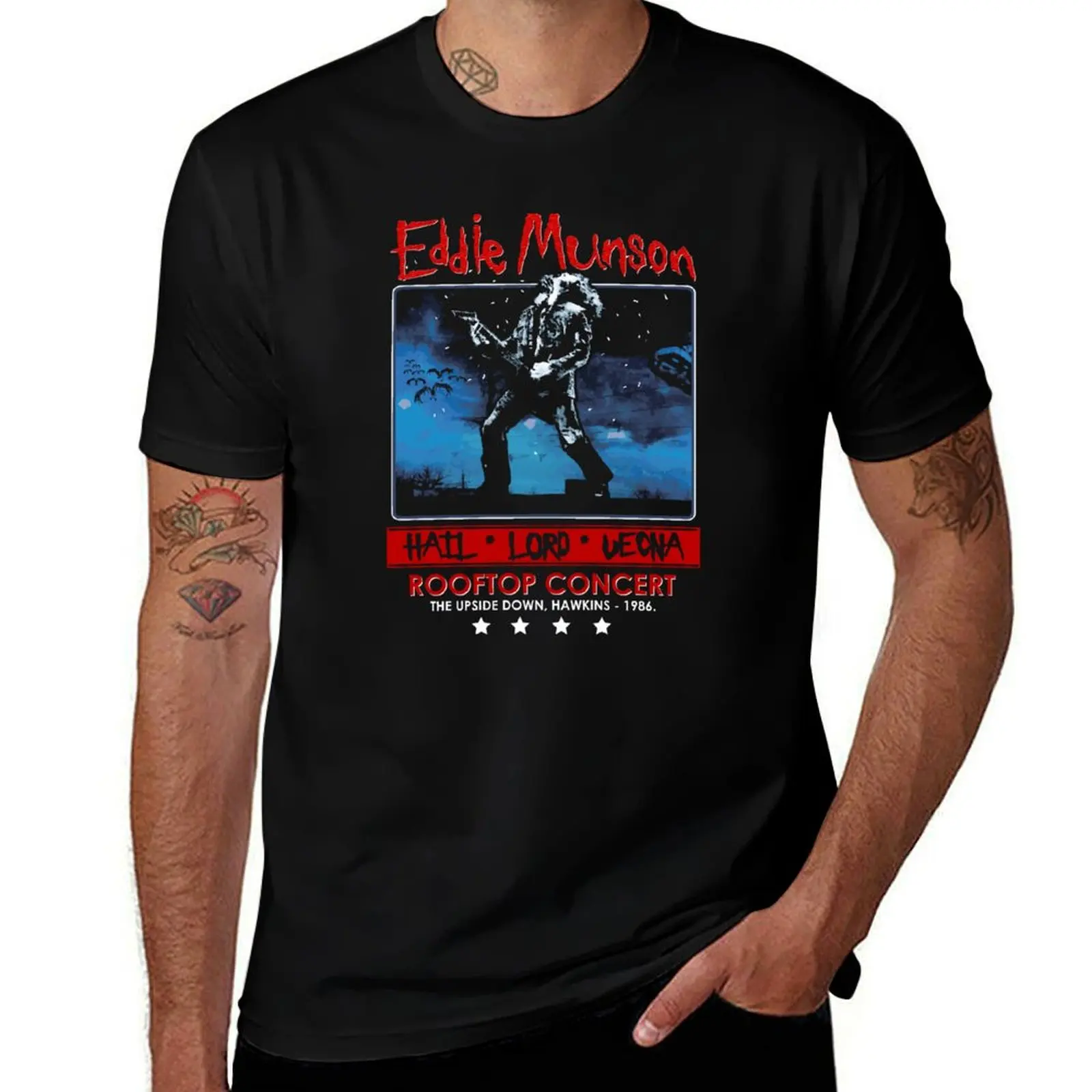 

Eddie Munson's Rooftop Concert T-Shirt Funny t-shirts vintage clothes cotton man t-shirts mens clothing