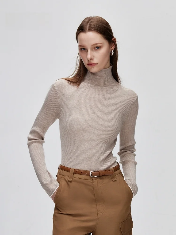 

Удобный женский модный свитер с высоким воротом, облегающий, в рубчик, из нейлоновой смеси, с длинными рукавами, для повседневной носки