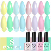 LILYCUTE 3/6/8PCS/SET 7ml Macaron Color Gel Nail Polish Spring Candy Colors Semi Permanent UV LED Nail Art Design Manicure Kit