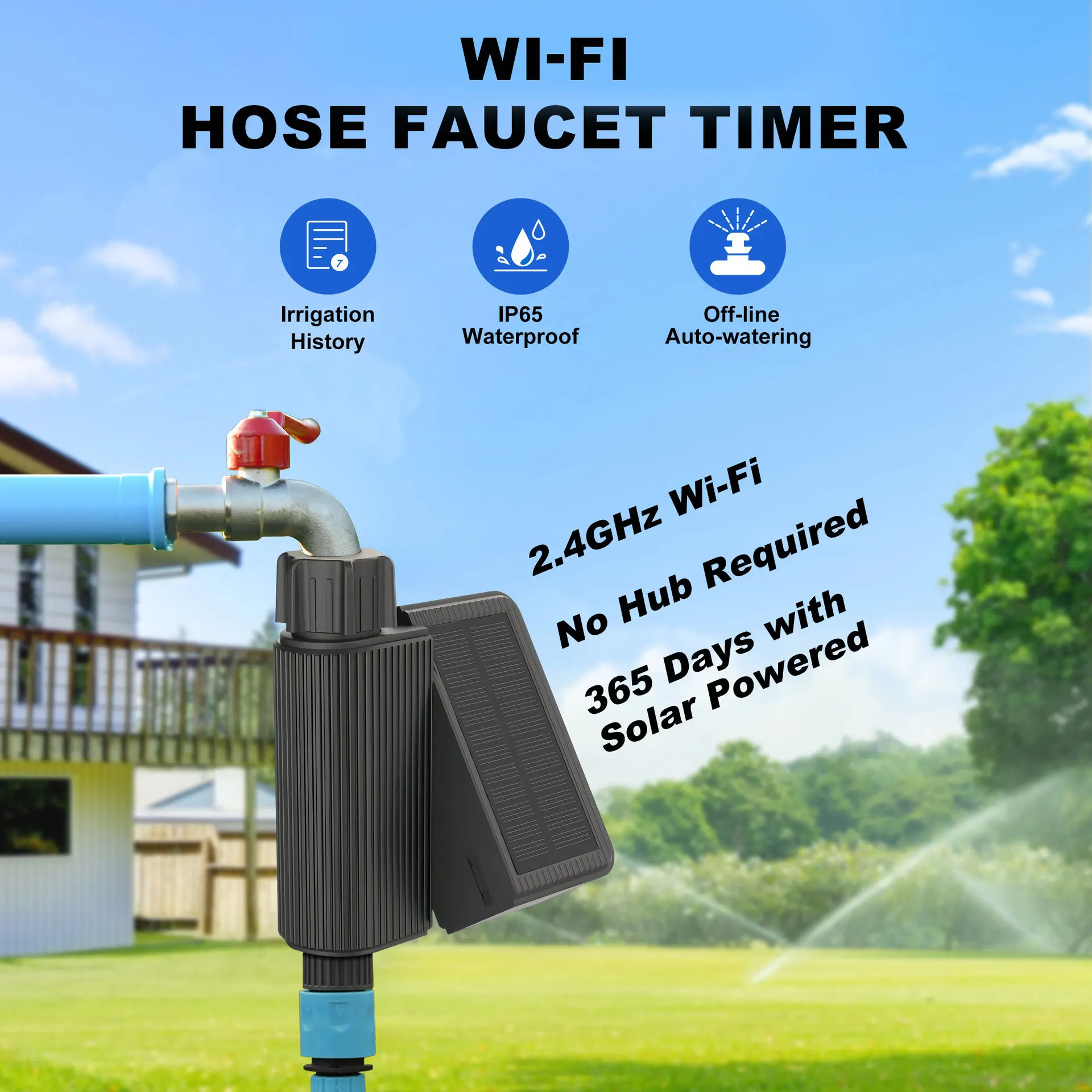 WiFi Smart Watering System for Garden Irrigation with App Control, Scheduled Watering, and Adjustable Water Flow